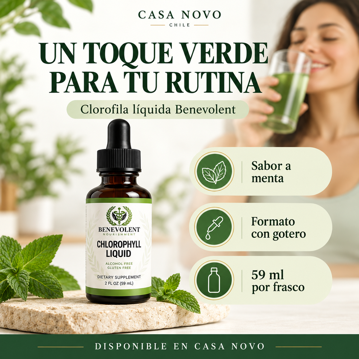 Clorofila Líquida Benevolent® 59 ml | Frescura en cada gota