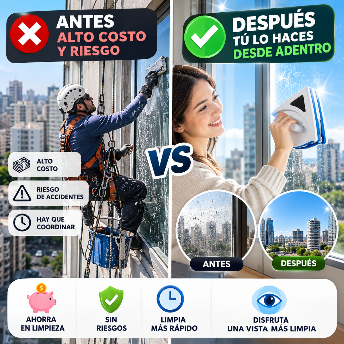 MagniClean™ – Limpia tus ventanas por fuera sin asomarte.