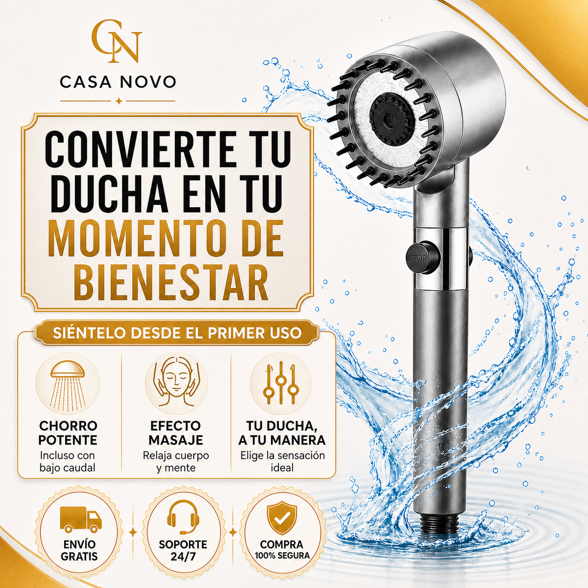 Serenova™ — Alta Presión y Masaje para tu Bienestar